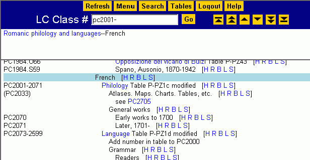 Browse screen for PC2001