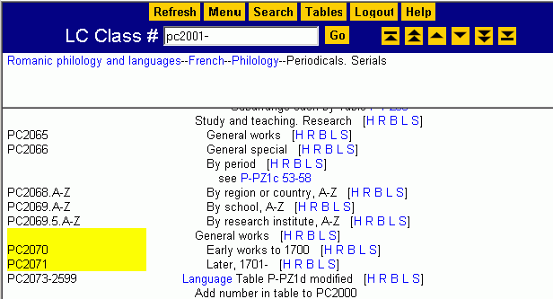 PC2070-PC2071 displayed with
yellow highlighting