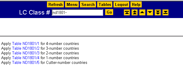 Display of secondary table menu